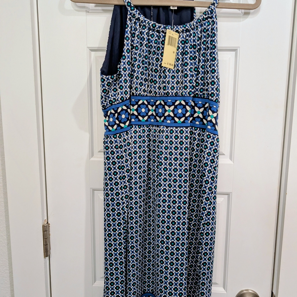 Max Studio Navy and Teal Floral Dress